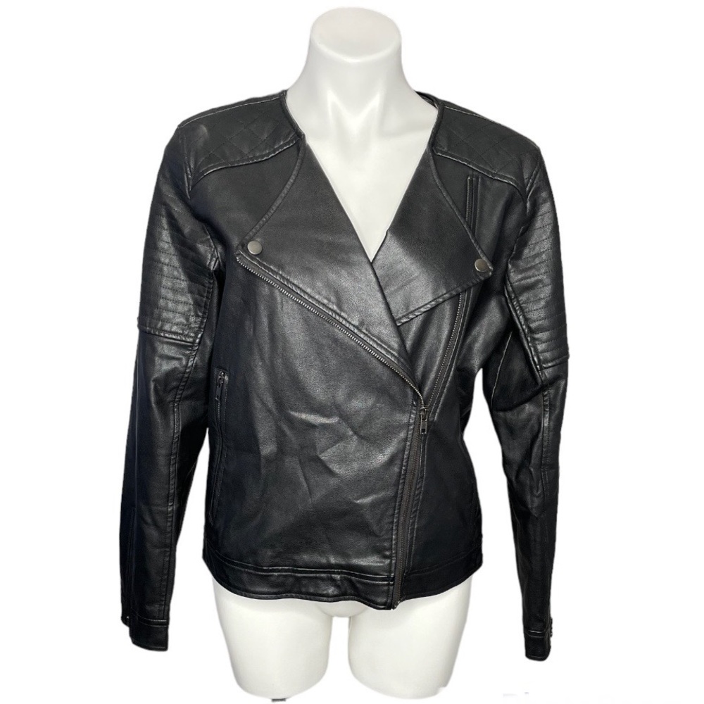 Kendall + Kylie faux leather moto jacket black large
